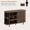 47 Inch Fluted Sideboard Buffet Cabinet with Tambour Sliding Doors and Metal Legs
