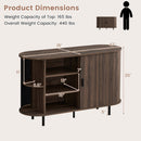 47 Inch Fluted Sideboard Buffet Cabinet with Tambour Sliding Doors and Metal Legs