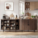 47 Inch Fluted Sideboard Buffet Cabinet with Tambour Sliding Doors and Metal Legs