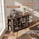 47 Inch Fluted Sideboard Buffet Cabinet with Tambour Sliding Doors and Metal Legs