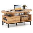 47 Inch Oval Coffee Table with Storage and Open Compartments for Living Room