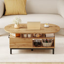 47 Inch Oval Coffee Table with Storage and Open Compartments for Living Room