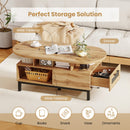 47 Inch Oval Coffee Table with Storage and Open Compartments for Living Room