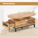 47 Inch Oval Coffee Table with Storage and Open Compartments for Living Room
