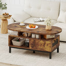 47 Inch Oval Coffee Table with Storage and Open Compartments for Living Room