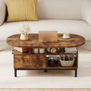 47 Inch Oval Coffee Table with Storage and Open Compartments for Living Room