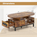 47 Inch Oval Coffee Table with Storage and Open Compartments for Living Room