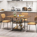 47 Inch Rectangular Dining Table with 2 Open Storage Shelves and Sturdy Metal Legs for 4-6