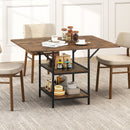 47 Inch Rectangular Dining Table with 2 Open Storage Shelves and Sturdy Metal Legs for 4-6