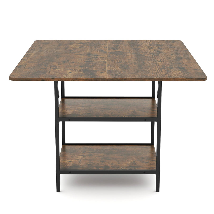47 Inch Rectangular Dining Table with 2 Open Storage Shelves and Sturdy Metal Legs for 4-6