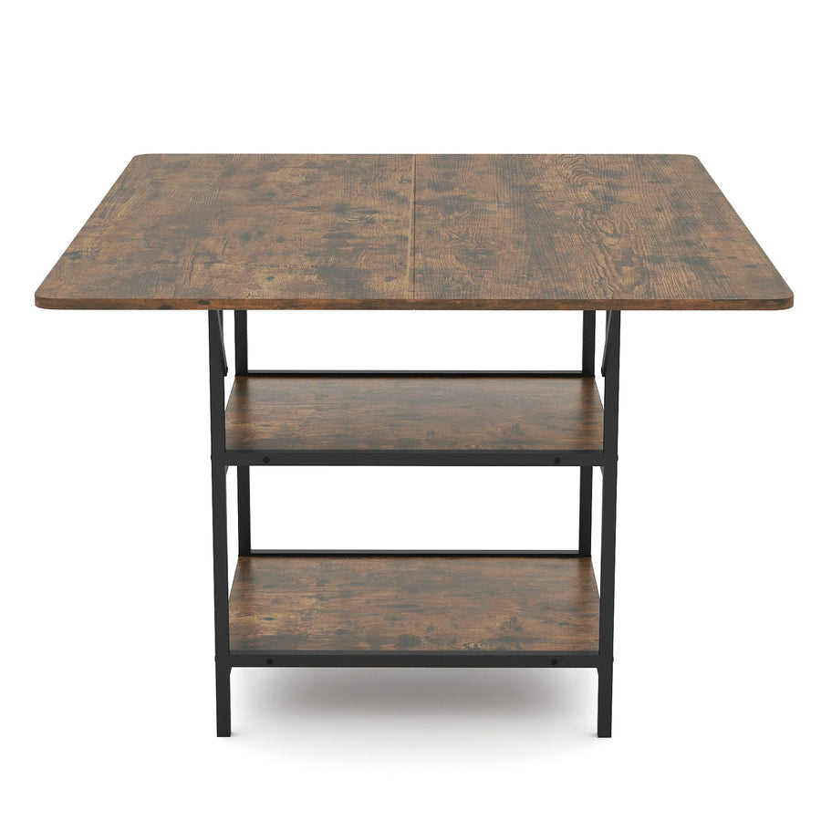 47 Inch Rectangular Dining Table with 2 Open Storage Shelves and Sturdy Metal Legs for 4-6