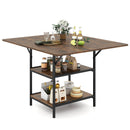 47 Inch Rectangular Dining Table with 2 Open Storage Shelves and Sturdy Metal Legs for 4-6