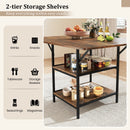 47 Inch Rectangular Dining Table with 2 Open Storage Shelves and Sturdy Metal Legs for 4-6