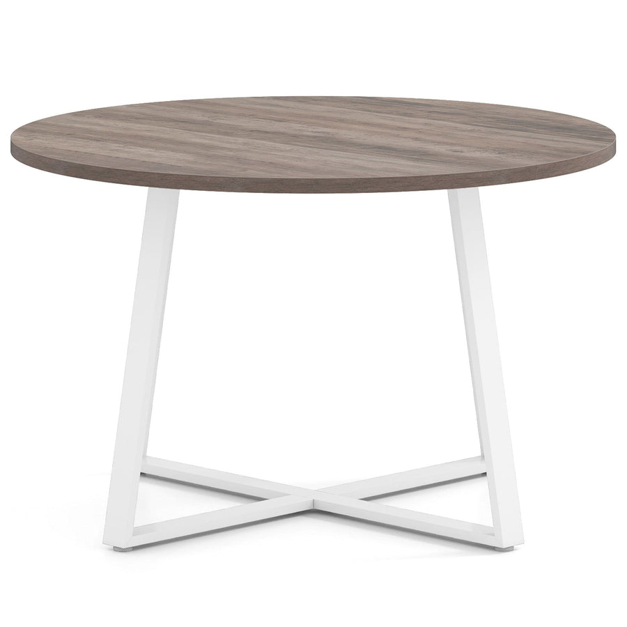 47 Inch Round Dining Table with Stable X-shaped Base and Round Thickened Tabletop