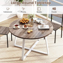 47 Inch Round Dining Table with Stable X-shaped Base and Round Thickened Tabletop