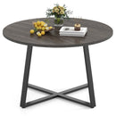 47 Inch Round Dining Table with Stable X-shaped Base and Round Thickened Tabletop