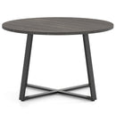 47 Inch Round Dining Table with Stable X-shaped Base and Round Thickened Tabletop