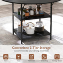 47 Inch Round Dining Table for 4-6 People Large Kitchen Table with 2-Tier Storage Shelves