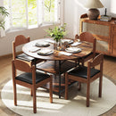 47 Inch Round Dining Table for 4-6 People Large Kitchen Table with 2-Tier Storage Shelves