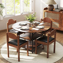 47 Inch Round Dining Table for 4-6 People Large Kitchen Table with 2-Tier Storage Shelves