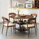 47 Inch Round Dining Table for 4-6 People Large Kitchen Table with 2-Tier Storage Shelves