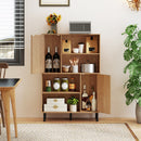 47 Inch Storage Cabinet Freestanding Bookcase with 2 Doors and 4 Open Shelves