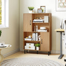 47 Inch Storage Cabinet Freestanding Bookcase with 2 Doors and 4 Open Shelves