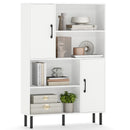 47 Inch Storage Cabinet Freestanding Bookcase with 2 Doors and 4 Open Shelves