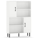 47 Inch Storage Cabinet Freestanding Bookcase with 2 Doors and 4 Open Shelves