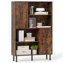 47 Inch Storage Cabinet Freestanding Bookcase with 2 Doors and 4 Open Shelves