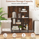 47 Inch Storage Cabinet Freestanding Bookcase with 2 Doors and 4 Open Shelves