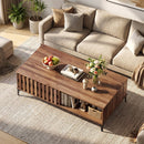47 Inches Mid Century Coffee Table Farmhouse Wooden Center Table