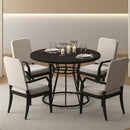 47 Inches Round Dining Table for 4 Farmhouse Kitchen Table with Wooden Tabletop