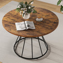 47 Inches Round Dining Table for 4 Farmhouse Kitchen Table with Wooden Tabletop