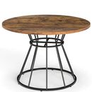 47 Inches Round Dining Table for 4 Farmhouse Kitchen Table with Wooden Tabletop