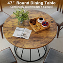 47 Inches Round Dining Table for 4 Farmhouse Kitchen Table with Wooden Tabletop