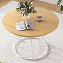 47 Inches Round Dining Table for 4 Farmhouse Kitchen Table with Wooden Tabletop