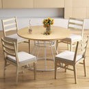 47 Inches Round Dining Table for 4 Farmhouse Kitchen Table with Wooden Tabletop