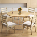 47 Inches Round Dining Table for 4 Farmhouse Kitchen Table with Wooden Tabletop