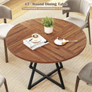 47" Round Dining Table for 4 with Storage Shelf-Brown