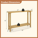 47 Inch Solid Wood Console Table with Teak Wood Frame and Storage Shelf
