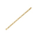 14k Yellow Gold Italian Alternating Paperclip Round Links Bracelet (8.00 mm)
