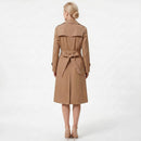Casual Waist-cinching Long-length Elegant Womens Double-breasted Coat