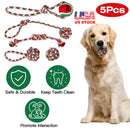 5Pcs Christmas Dog Rope Chew Toys Dog Interactive Toys Set for Puppy Small Medium Aggressive Chewers Dogs Training Teething Playing