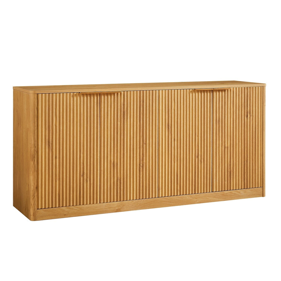 Fluted Sideboard Cabinet with 4-6 Doors and Wood-Grain Top