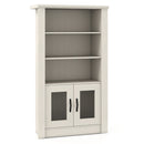 4-Tier Bookcase with Fluted Glass Doors 48.5" White Oak