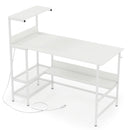 48 Inch Computer Desk with Power Outlets and Storage Shelves