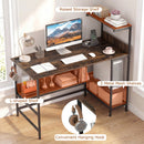 48 Inch Computer Desk with Power Outlets and Storage Shelves