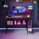48 Inch Computer Desk with Power Outlets and Storage Shelves