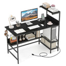 48 Inch Computer Desk with Power Outlets and Storage Shelves